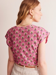 Boden Pink 100% Cotton Louisa Printed Slub T-Shirt - Image 3 of 5