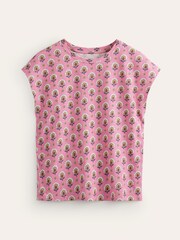 Boden Pink 100% Cotton Louisa Printed Slub T-Shirt - Image 5 of 5