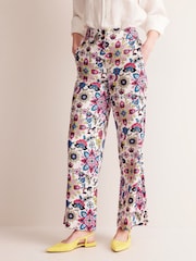 Boden Cream 100% Cotton Westbourne Linen Trousers - Image 4 of 6