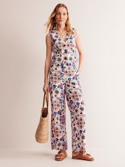 Boden Cream 100% Cotton Westbourne Linen Trousers - Image 5 of 6