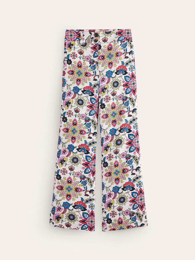 Boden Cream 100% Cotton Westbourne Linen Trousers - Image 6 of 6