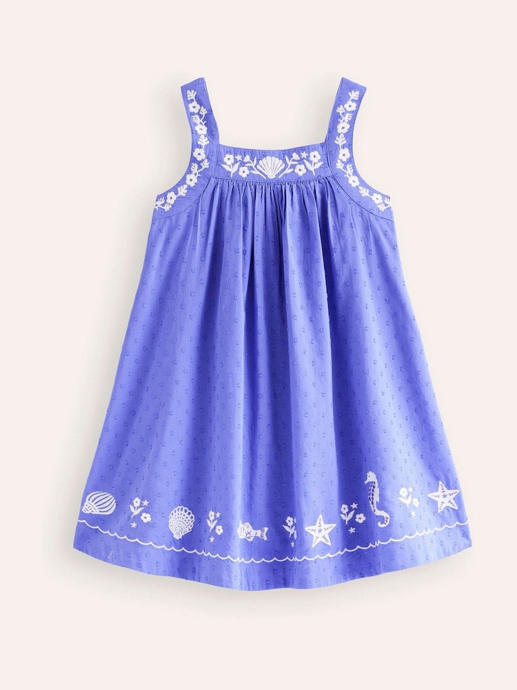 Boden Purple 100% Cotton Embroidered Reef Twirly Dress - Image 2 of 4 Boden Purple 100% Cotton Embroidered Reef Twirly Dress - Image 2 of 4