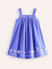 Boden Purple 100% Cotton Embroidered Reef Twirly Dress - Image 3 of 4