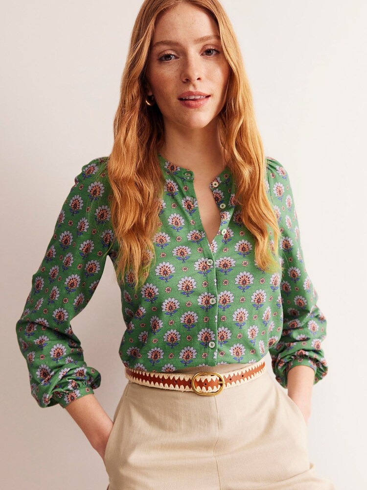 Boden Green Marina Jersey 100% Cotton Shirt - Image 1 of 6