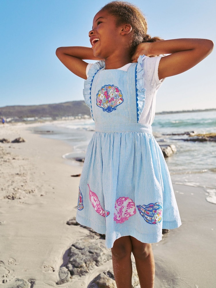 Boden Blue Shell Charming Pinafore 100% Cotton Dress - Image 1 of 4