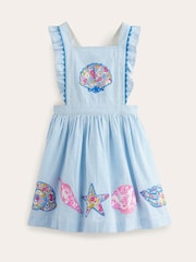 Boden Blue Shell Charming Pinafore 100% Cotton Dress - Image 2 of 4