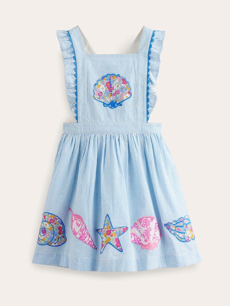 Boden Blue Shell Charming Pinafore 100% Cotton Dress - Image 2 of 4