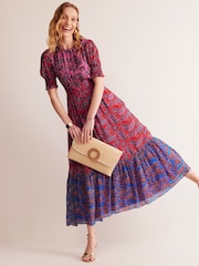 Boden Pink Smocked Cuff Maxi Dress - Image 2 of 6