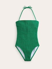 Verde - Bañador palabra de honor con bordado de nido de abeja Milos de Boden - Imagen 5 de 6