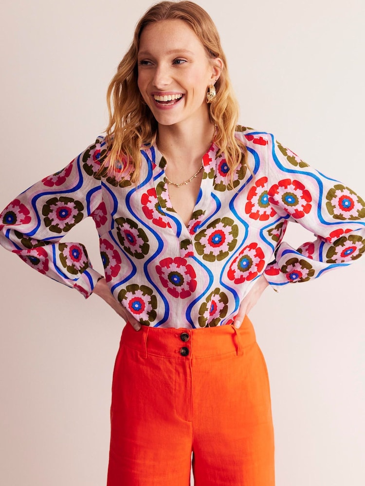 Boden Cream Alice 100% Linen Top - Image 1 of 5 Boden Cream Alice 100% Linen Top - Image 1 of 5