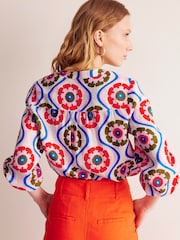 Boden Cream Alice 100% Linen Top - Image 3 of 5