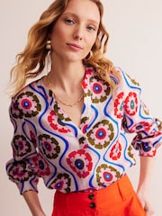 Boden Cream Alice 100% Linen Top - Image 4 of 5