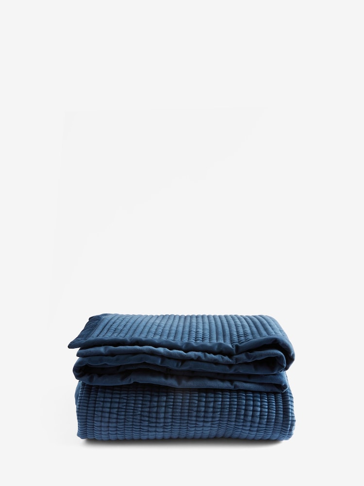Navy Carrie Quilted Velvet Bedspread - Image 3 of 3