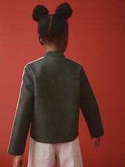 Черный - Байкерская куртка из полиуретана (6-14 лет) - Изображение 3 из 4