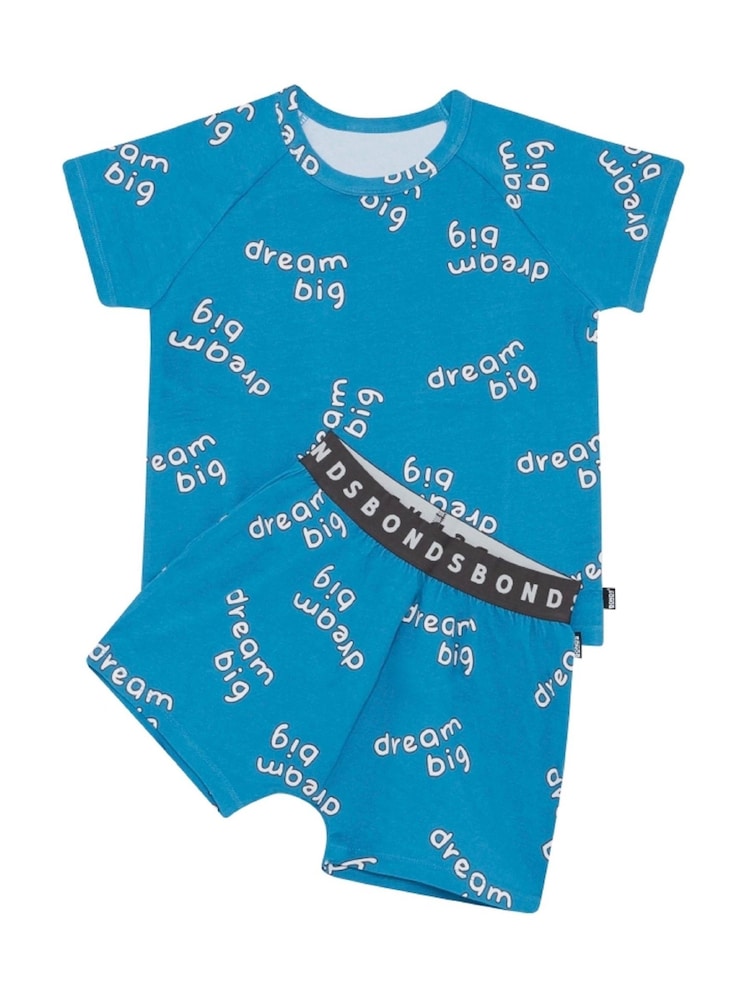 Bonds Blue Dream Big Slogan Top & Shorts Pyjama Set - Image 1 of 2