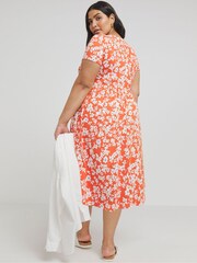 Simply Be Orange Supersoft Pocket Midi Dress - Image 2 of 4
