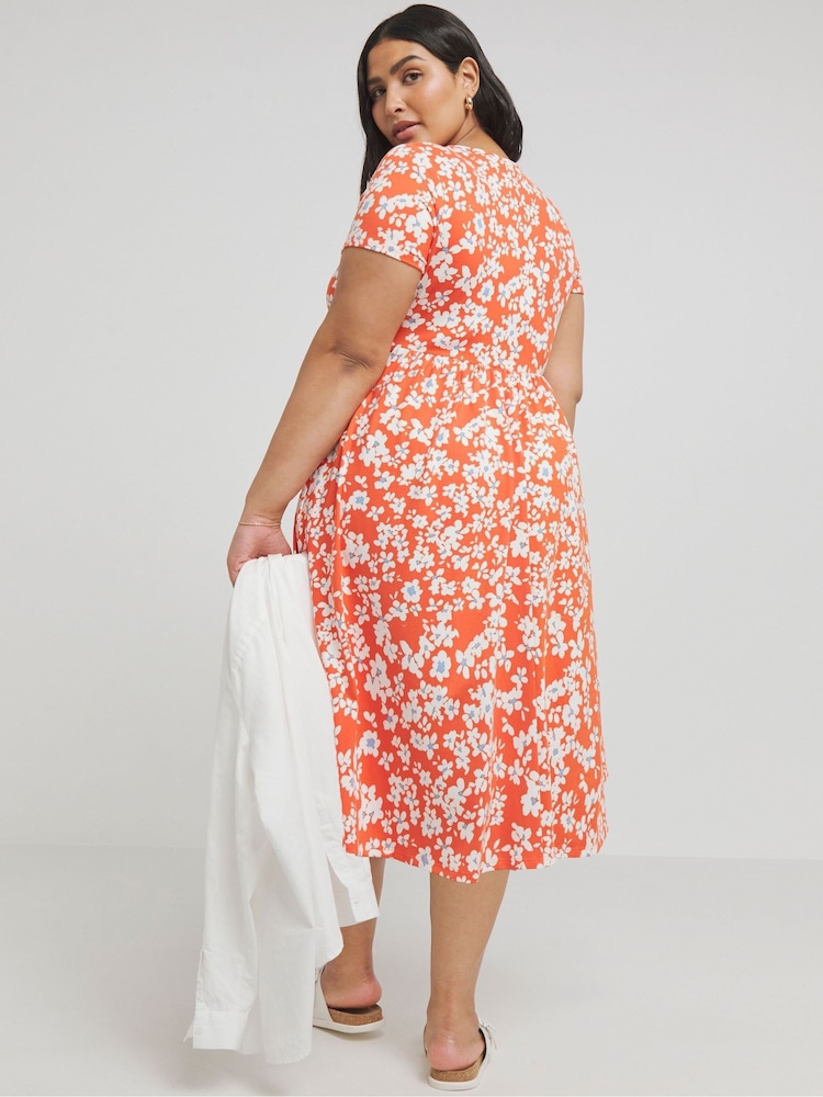 Simply Be Orange Supersoft Pocket Midi Dress - Image 2 of 4