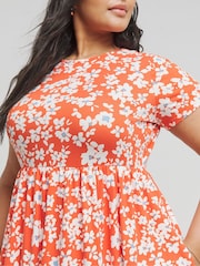 Simply Be Orange Supersoft Pocket Midi Dress - Image 4 of 4