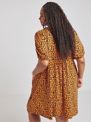 Simply Be Orange Supersoft Leopard Print Smock Dress - Image 3 of 4