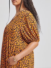 Simply Be Orange Supersoft Leopard Print Smock Dress - Image 4 of 4