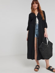 Simply Be Black Embroidered Longline Kimono - Image 1 of 4