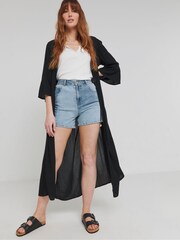 Simply Be Black Embroidered Longline Kimono - Image 3 of 4