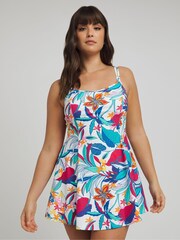 Simply Be Blue Longer Length Magisculpt Flatter Me Swimdress - Image 1 of 4