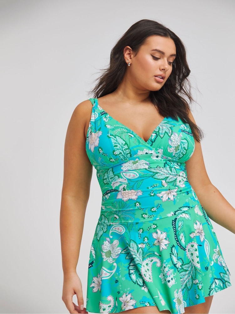 Simply Be Blue Magisculpt Lose Up To An Inch Swimdress - Image 1 of 4