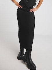 Simply Be Black Textured Tube 100% Cotton Skirt - Image 3 of 8