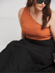 Simply Be Black Textured Tube 100% Cotton Skirt - Image 8 of 8