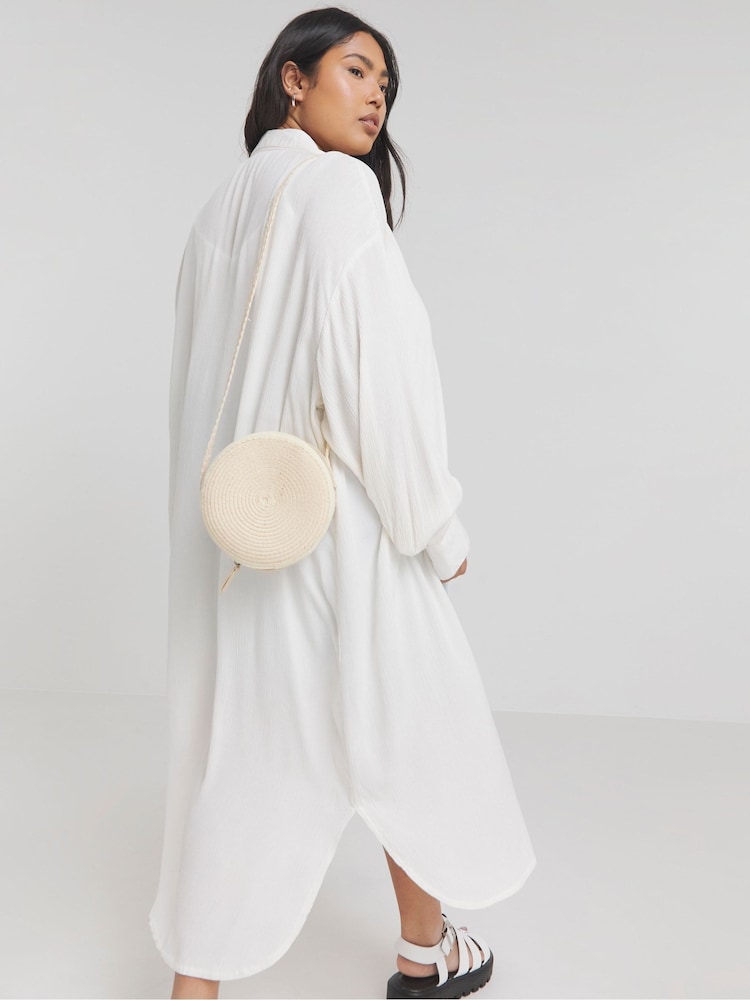 Simply Be White Longline Crinkle Shirt - Image 2 of 3