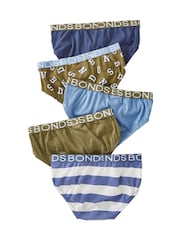 Bonds Green Varsity Letters Logo 100% Cotton Briefs 5 Pack - Image 1 of 2