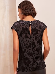 Friends Like These Black Cowl Neck Devore Polka Dot Top - Image 4 of 4