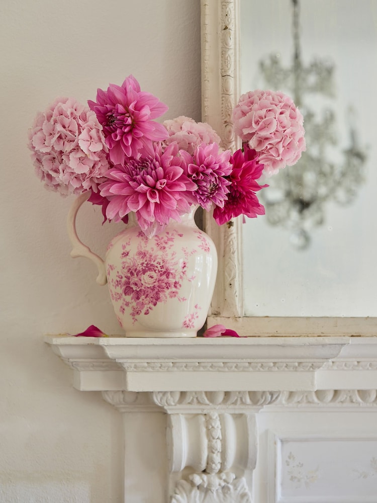 Shabby Chic by Rachel Ashwell® White/Pink Floral Vase Jug - Image 1 of 5