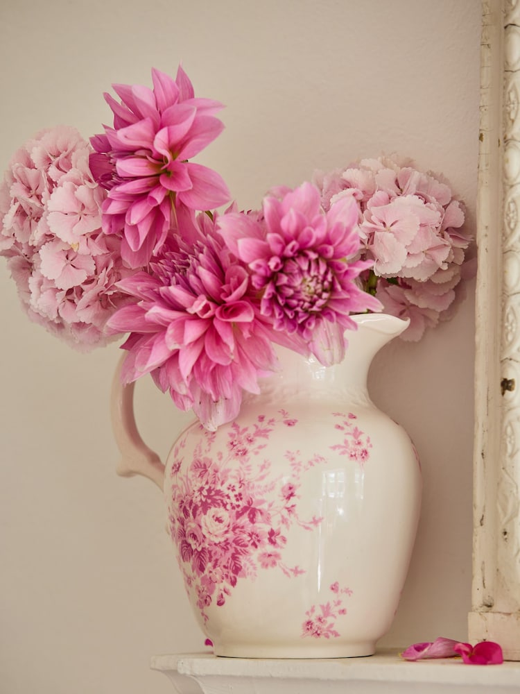 Shabby Chic by Rachel Ashwell® White/Pink Floral Vase Jug - Image 2 of 5