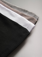 The Set Black/White/Light Grey/Taupe Brown 4 Pack Ribbed Henley Long Sleeve T-Shirts - Image 5 of 9