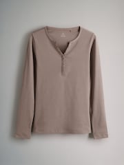 The Set Black/White/Light Grey/Taupe Brown 4 Pack Ribbed Henley Long Sleeve T-Shirts - Image 7 of 9