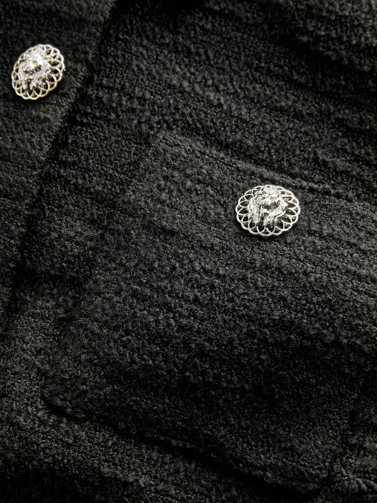 Black Boucle Button Up Shacket - Image 9 of 9