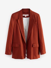 Roestbruin - Tailored Blazer With Linen - Image 5 of 6