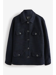 Navy Boucle Button Up Shacket - Image 6 of 8
