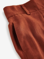 Marron rouille - Pantalon large à dos élastique avec lin - Image 6 de 7