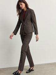 Brown Tailored Checked Single Breasted Blazer - Image 2 of 7