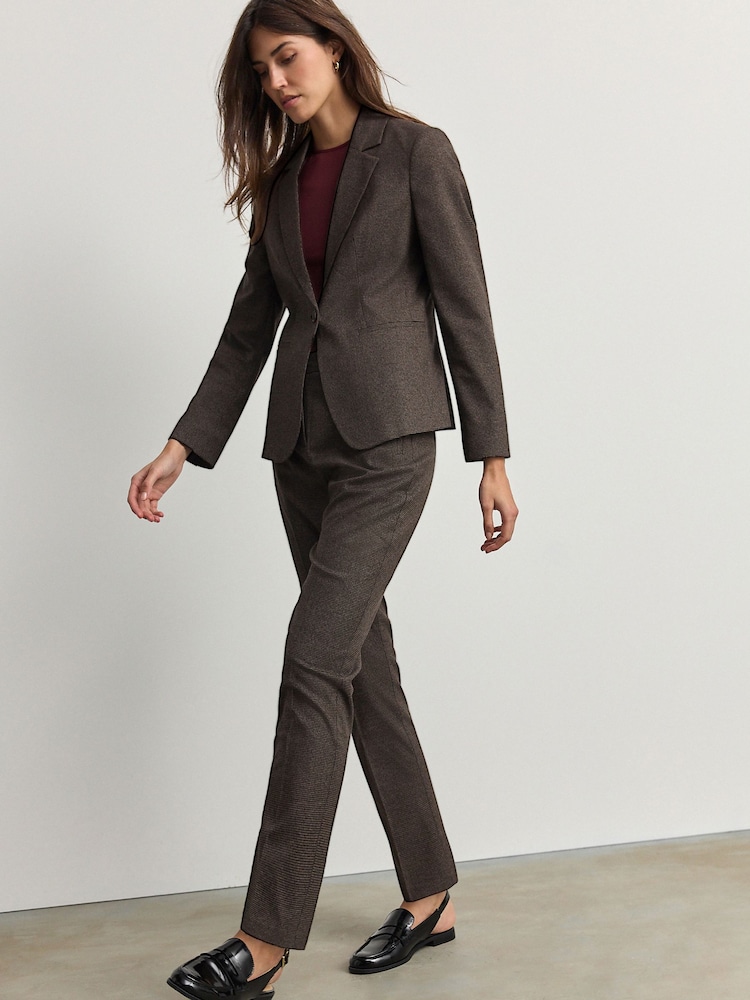 Brown Tailored Checked Single Breasted Blazer - Image 2 of 7