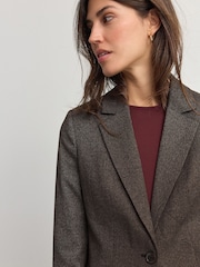 Brown Tailored Checked Single Breasted Blazer - Image 4 of 7