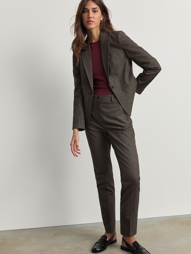 Marrón - Tailored Checked Slim Trousers - Imagen 1 de 8