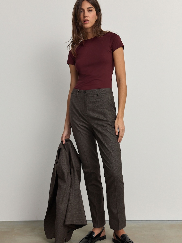 Marrón - Tailored Checked Slim Trousers - Imagen 2 de 8