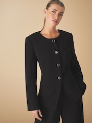 Noir - Button Through Collarless Blazer - Image 1 of 7