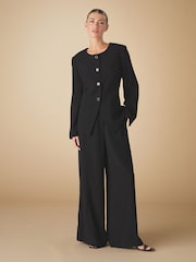 Noir - Button Through Collarless Blazer - Image 2 of 7
