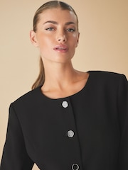 Noir - Button Through Collarless Blazer - Image 4 of 7