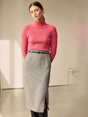 Noir/Blanc - Boucle Mono Textured Pencil Skirt - Image 1 of 8